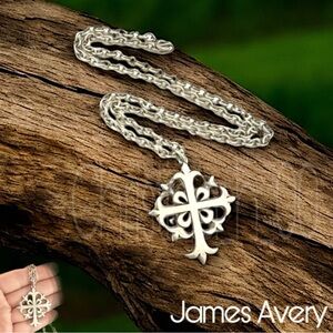 LARGE James Avery Cross & 20” necklace, vintage